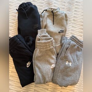 Set of 5 Boys XS Nike and UA sweatpants